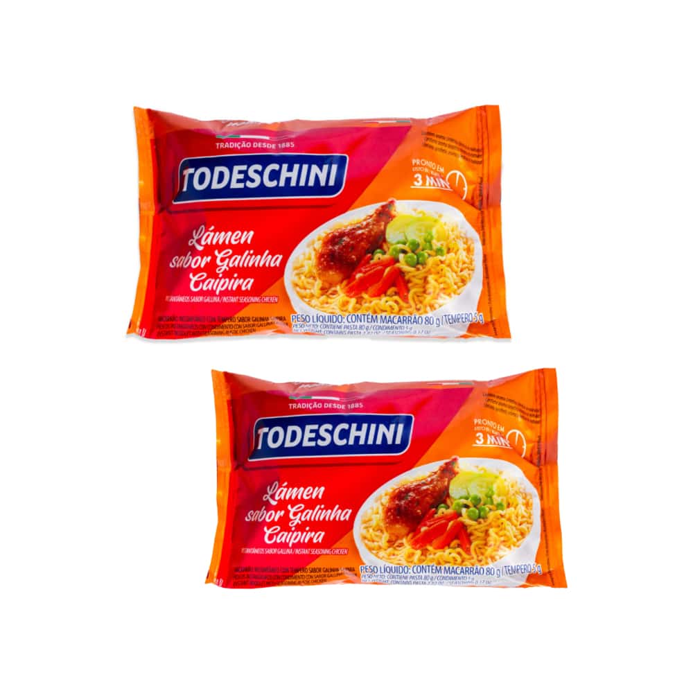 Fideos instantáneos sabor a pollo de corral Todeschini (2 x 85 g / 2.99 oz) - Miniatura 1