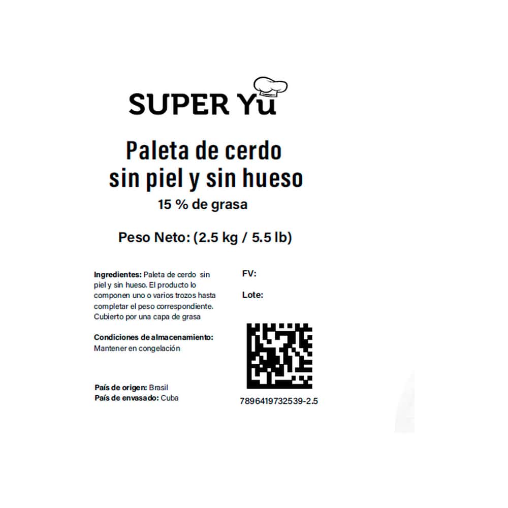 Paleta de cerdo sin piel y sin hueso Super Yu (2.5 kg / 5.5 lb) - Miniatura 3