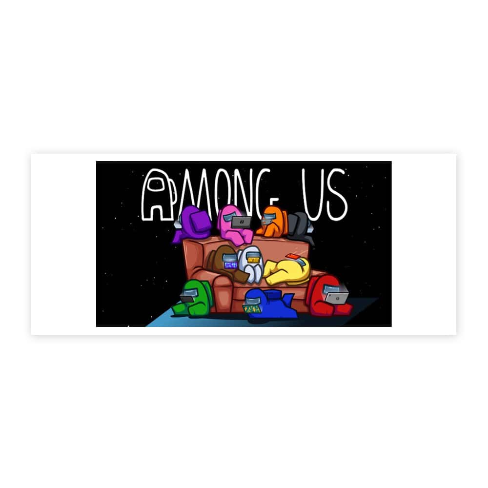 Jarra blanca y anaranjada de cerámica con diseño impreso tema Among Us - Miniatura 3
