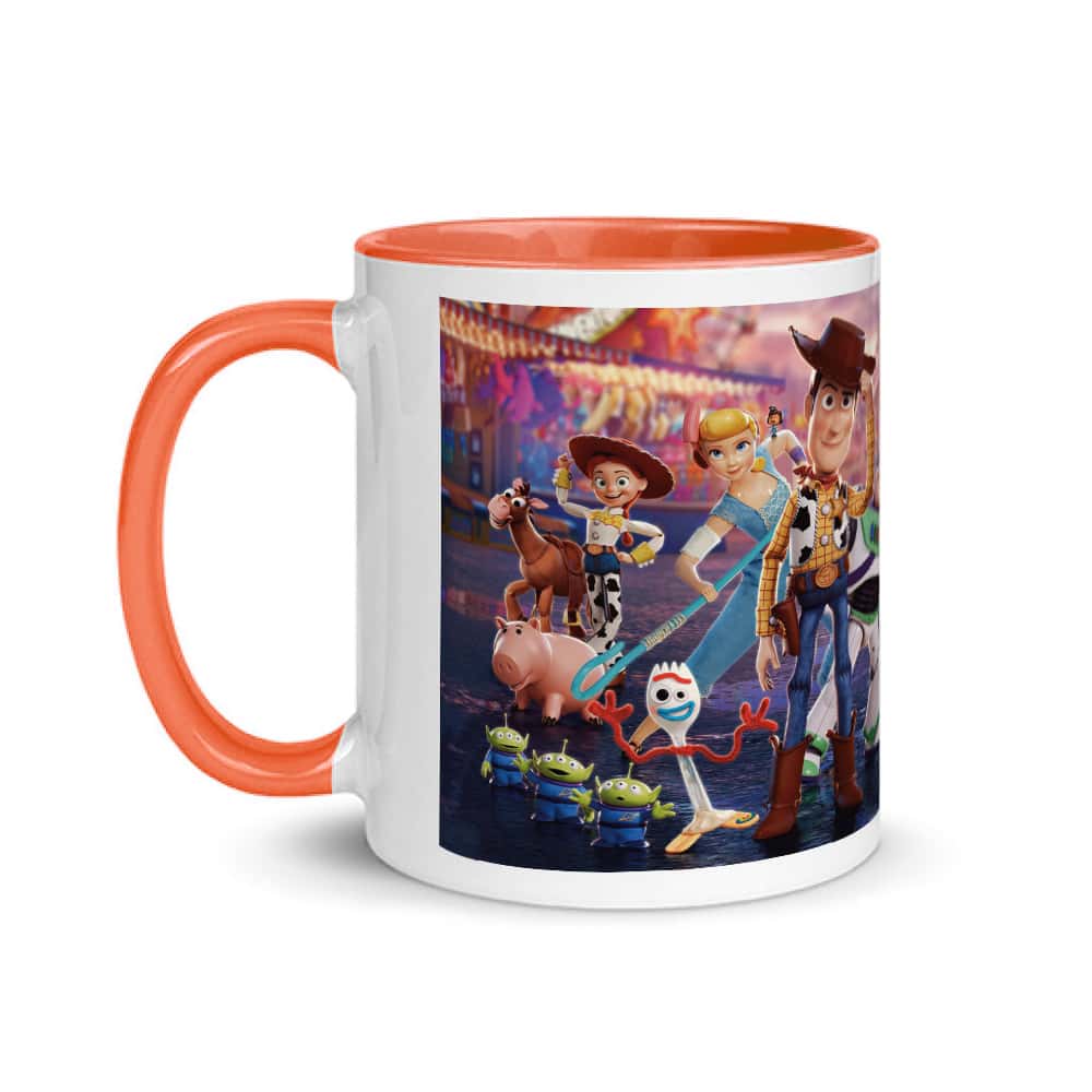 Jarra blanca y anaranjada de cerámica con diseño impreso tema Toy Story - Miniatura 1