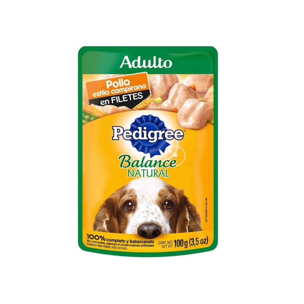 Alimento pollo estilo campirano en filetes para perro adulto Pedigree (100 g / 3.52 oz) - Miniatura 1