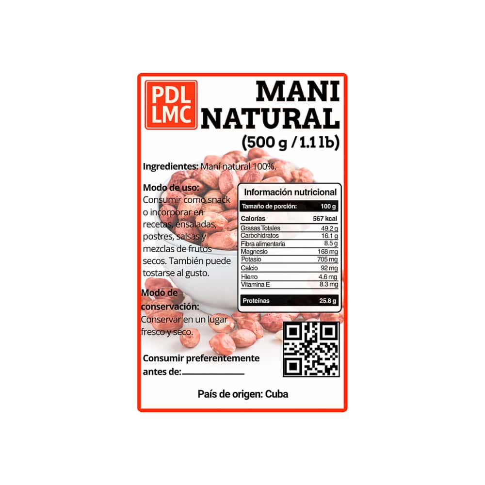 Maní natural PDL LMC (500 g / 1.1 lb) - Miniatura 2