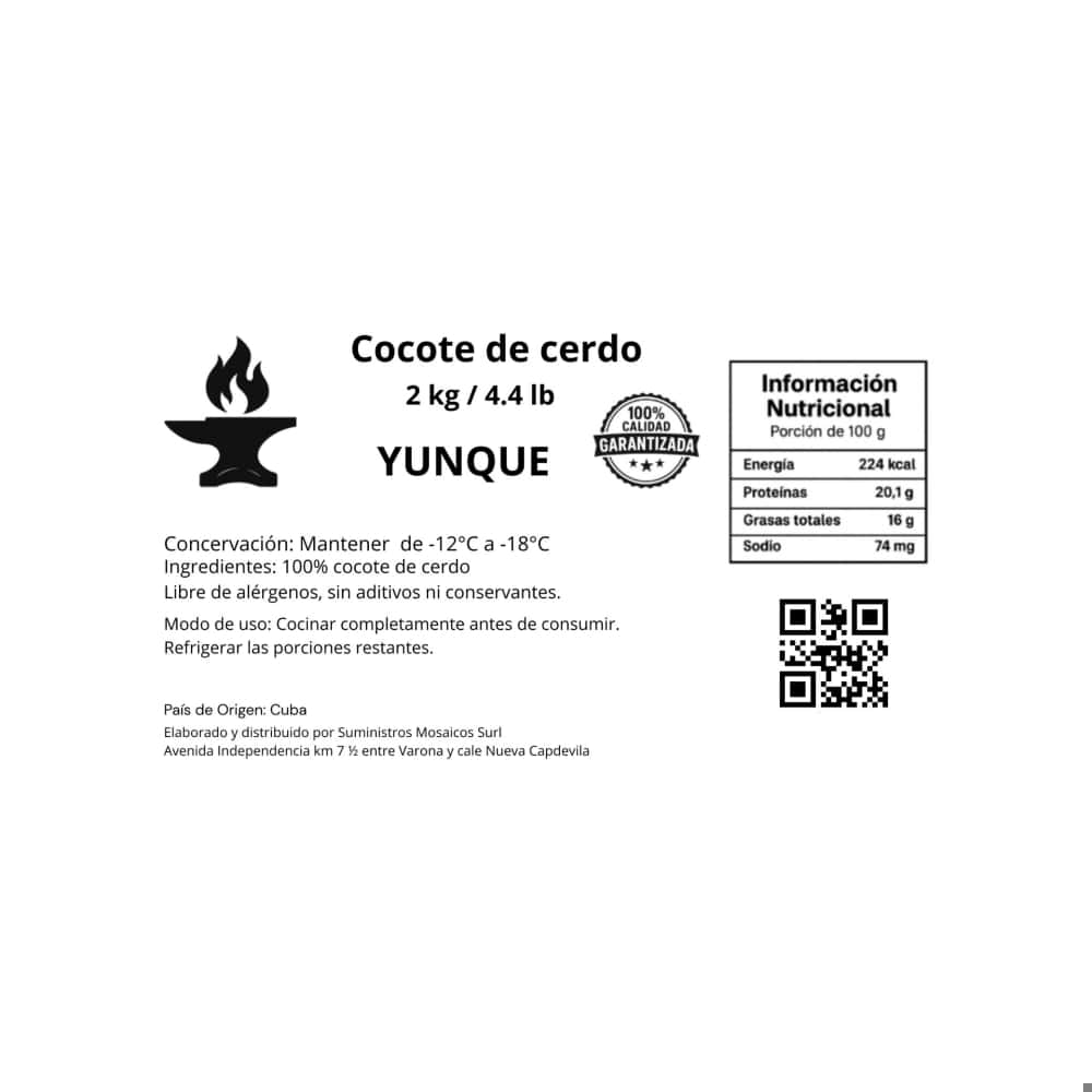 Cocote de cerdo con piel Yunque (2 kg / 4.4 lb) - Miniatura 3