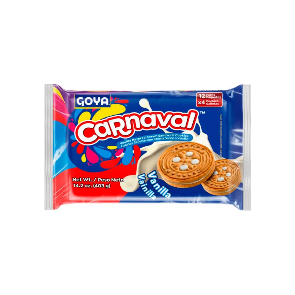 Galletas de vainilla rellenas con crema sabor a vainilla Carnaval Goya (403 g / 14.2 oz) - Miniatura 1