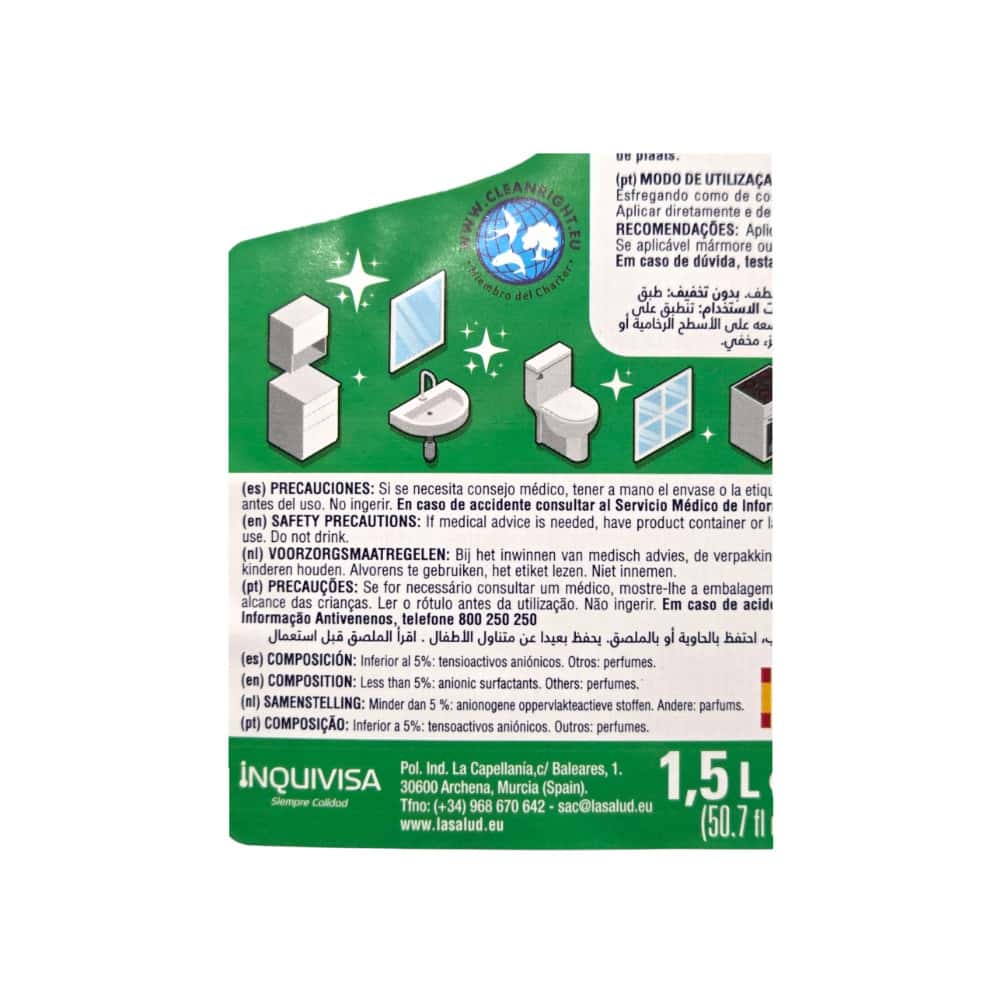 Limpiador multiusos desengrasante amoniacal pino La Salud (1.5 L / 50.7 fl. oz.) - Miniatura 3