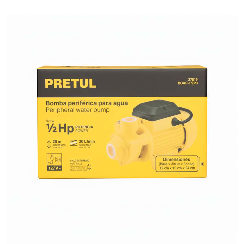 Bomba periférica para agua 1/2 HP Pretul BOAP-1/2P3 - Miniatura 6