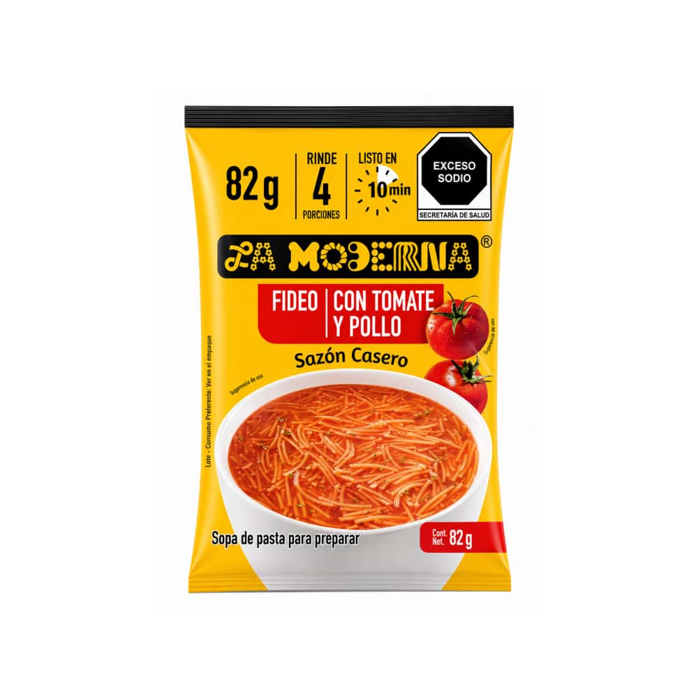 Sopa de pasta para preparar fideo con tomate y pollo La Moderna (82 g / 2.89 oz) - Miniatura 1