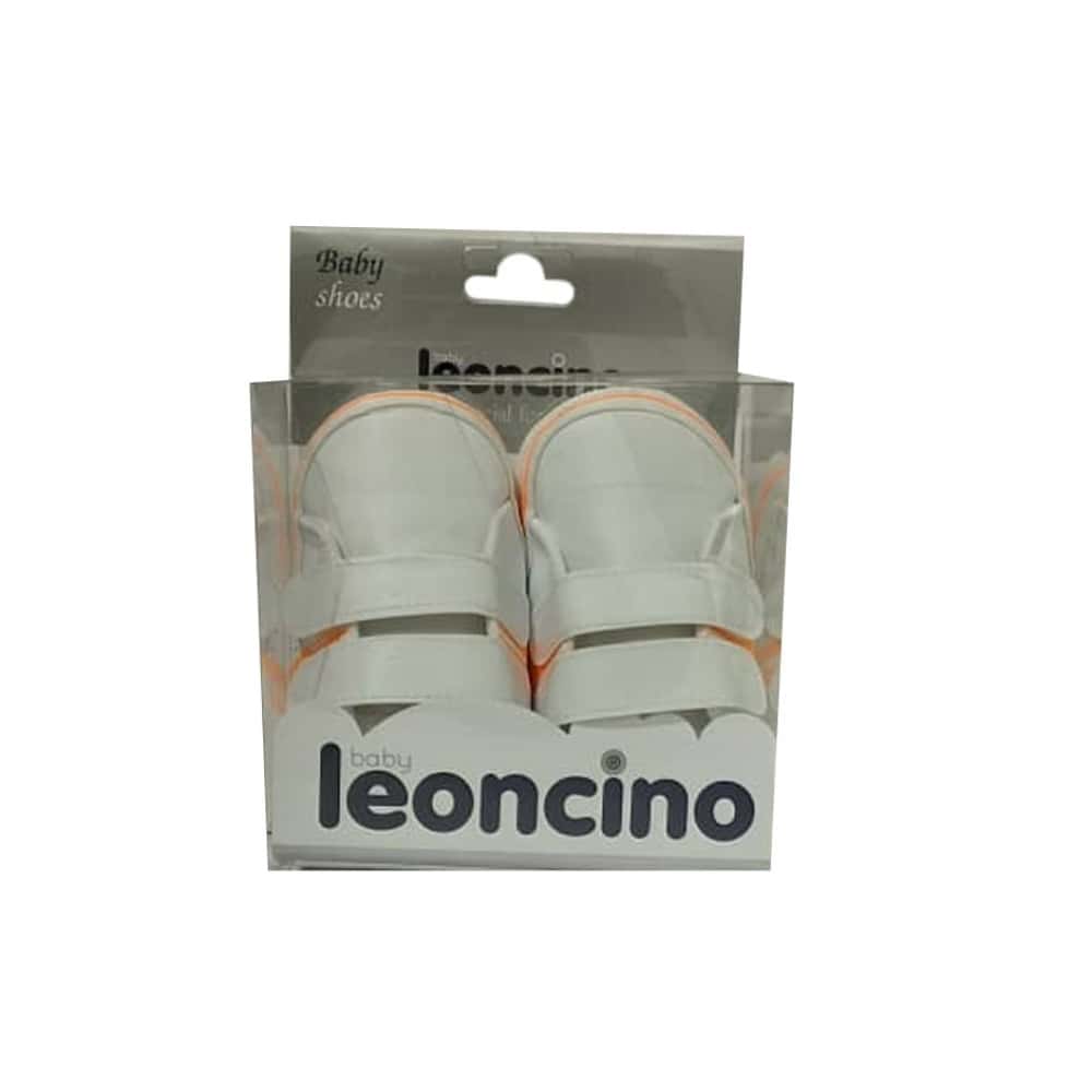 Zapatillas blancas con rayas naranjas para bebé Baby Leoncino -Talla 19 - - Miniatura 1