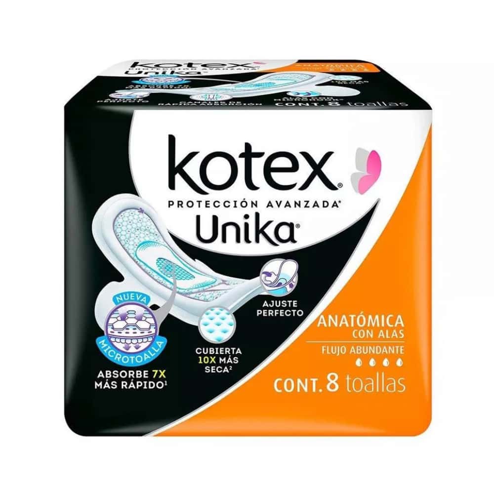 Almohadillas sanitarias regular con alas Kotex Unika (8 U) - Miniatura 1