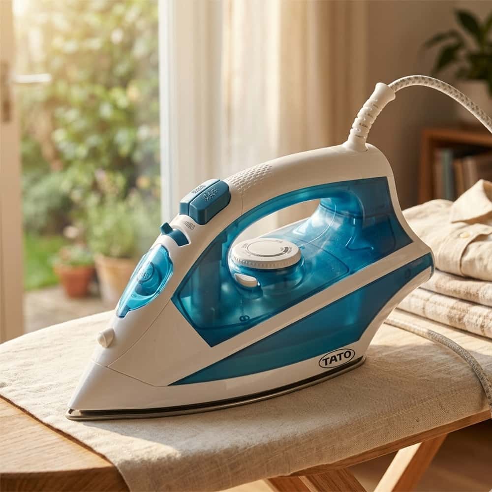 Plancha de vapor eléctrica blanca y azul TATO YB-202 - Miniatura 4