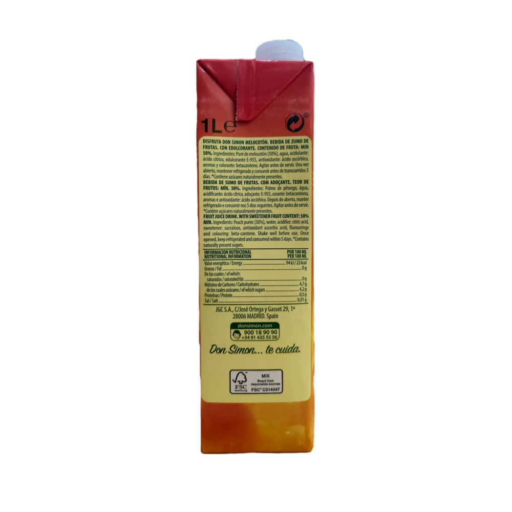 Jugo de melocotón Don Simon (6 x 1 L) - Miniatura 3