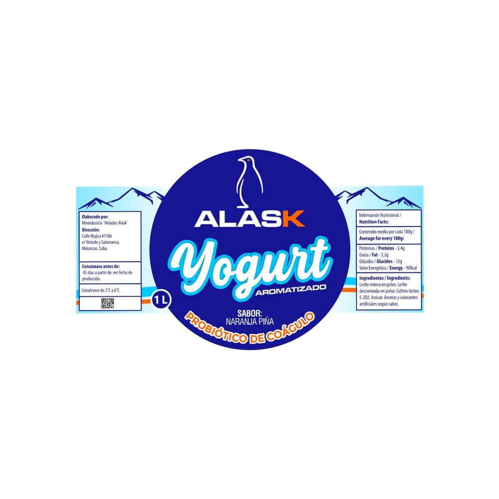 Yogurt probiótico de coágulo sabor naranja piña Alask (1 L) - Miniatura 2