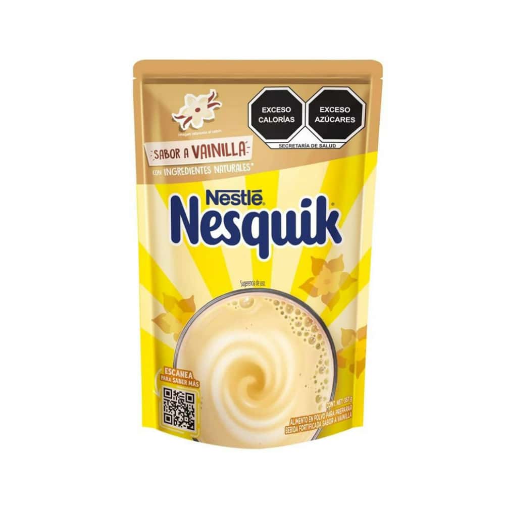 Alimento en polvo para preparar bebida fortificada sabor vainilla Nesquik Nestlé (357 g / 12.59 oz) - Miniatura 1