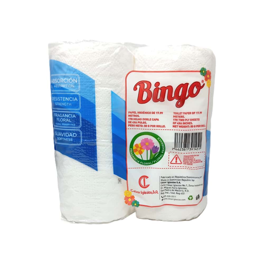 Papel higienico doble hoja perfumado Bingo (3 x 4 U) - Miniatura 2
