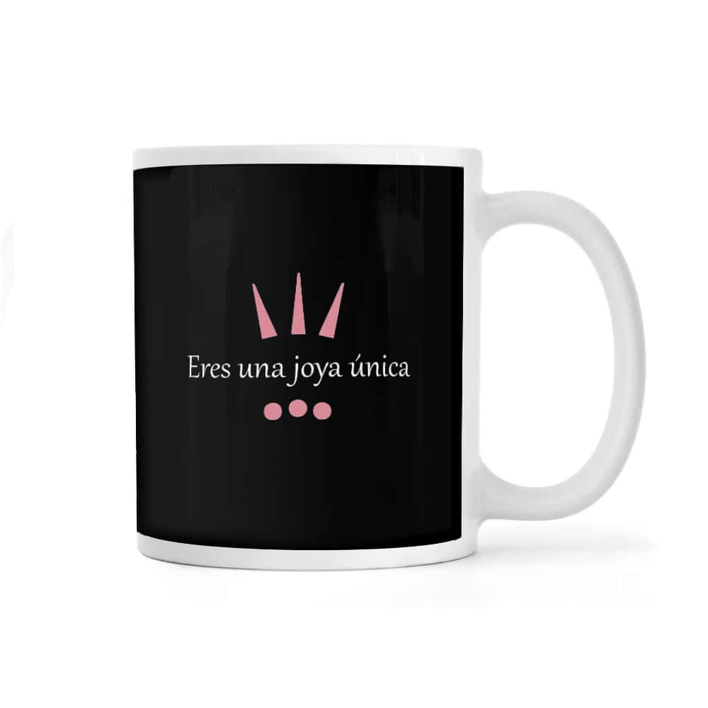 Jarra de cerámica blanca de 330 ml con frase impresa Nunca dejes de brillar Échale - Miniatura 2