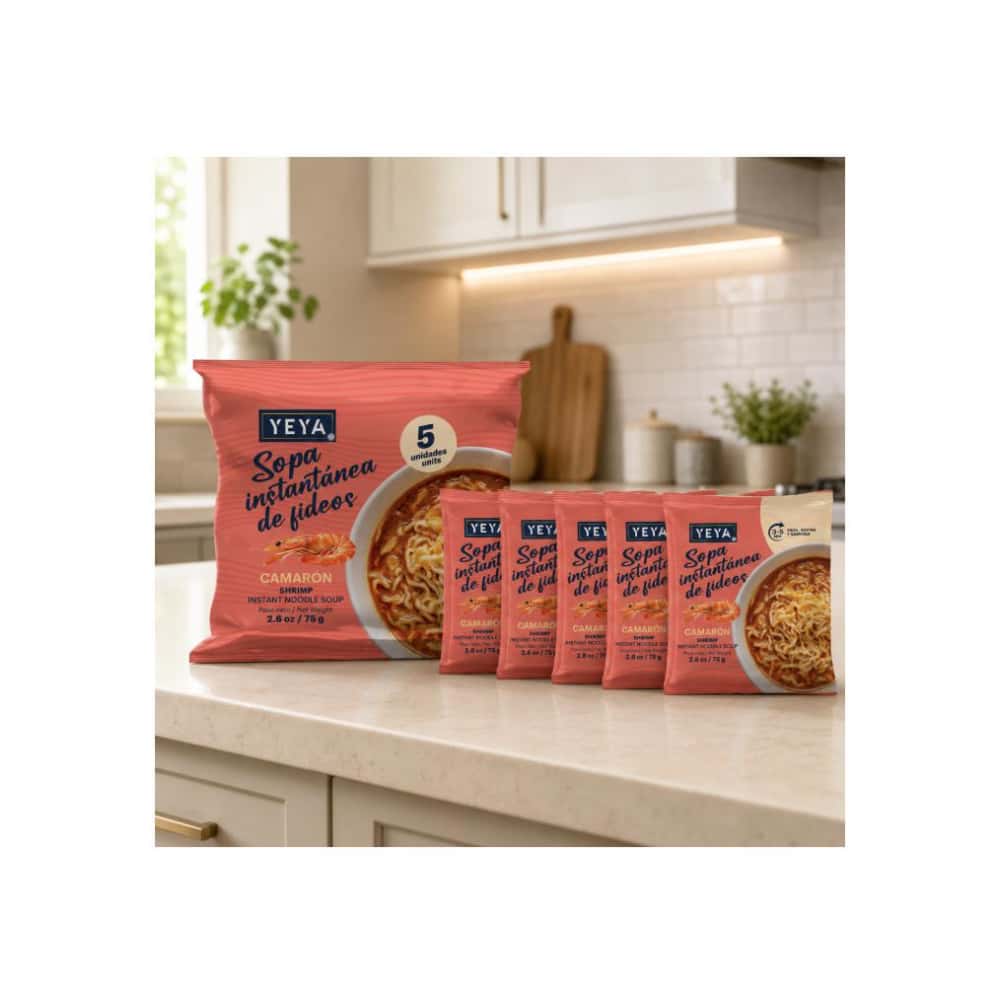 Sopa instantánea de fideos con sabor a camarón YEYA (5 x 75 g / 2.6 oz) - Miniatura 4