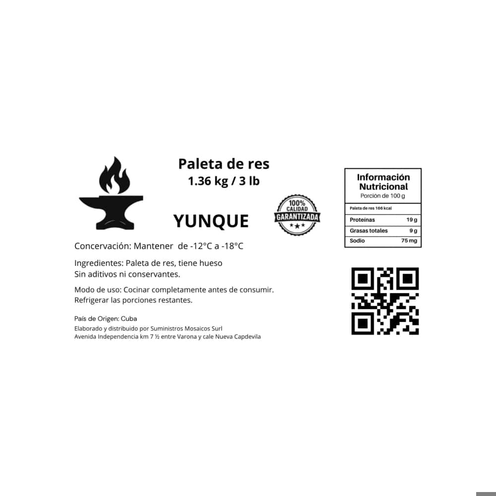 Paleta de res con hueso Yunque (1.36 kg / 3 lb) - Miniatura 3