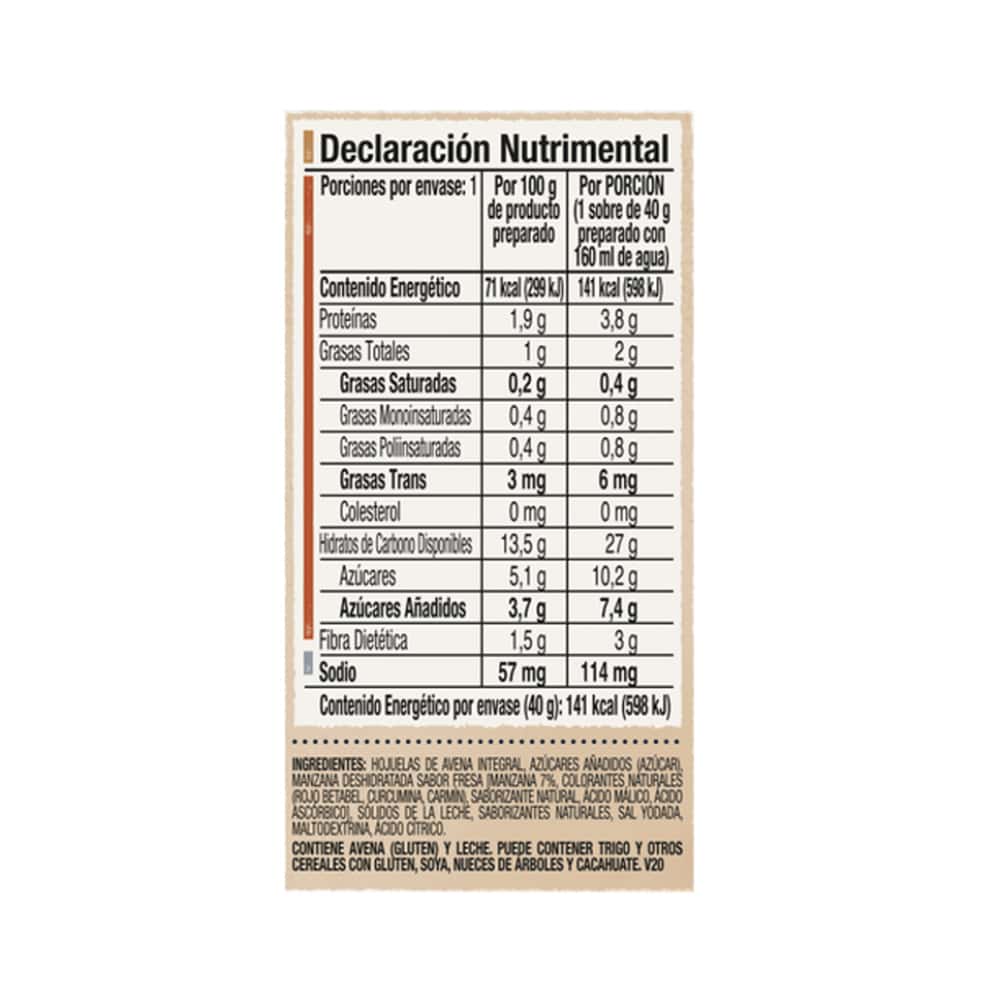 Avena integral sabor a fresa con crema Quaker (35 g / 1.23 oz) - Miniatura 2