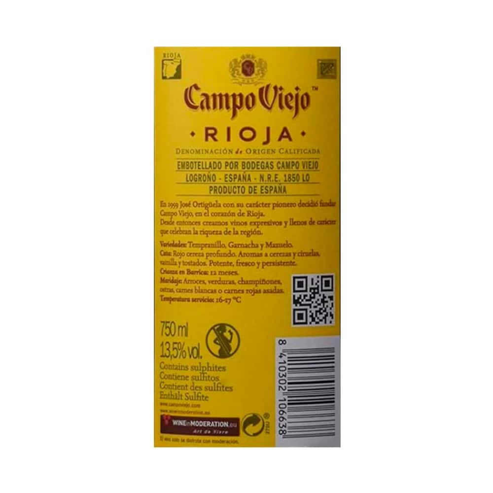Vino tinto 13.5 % vol Tempranillo Campo Viejo (750 ml) - Miniatura 2