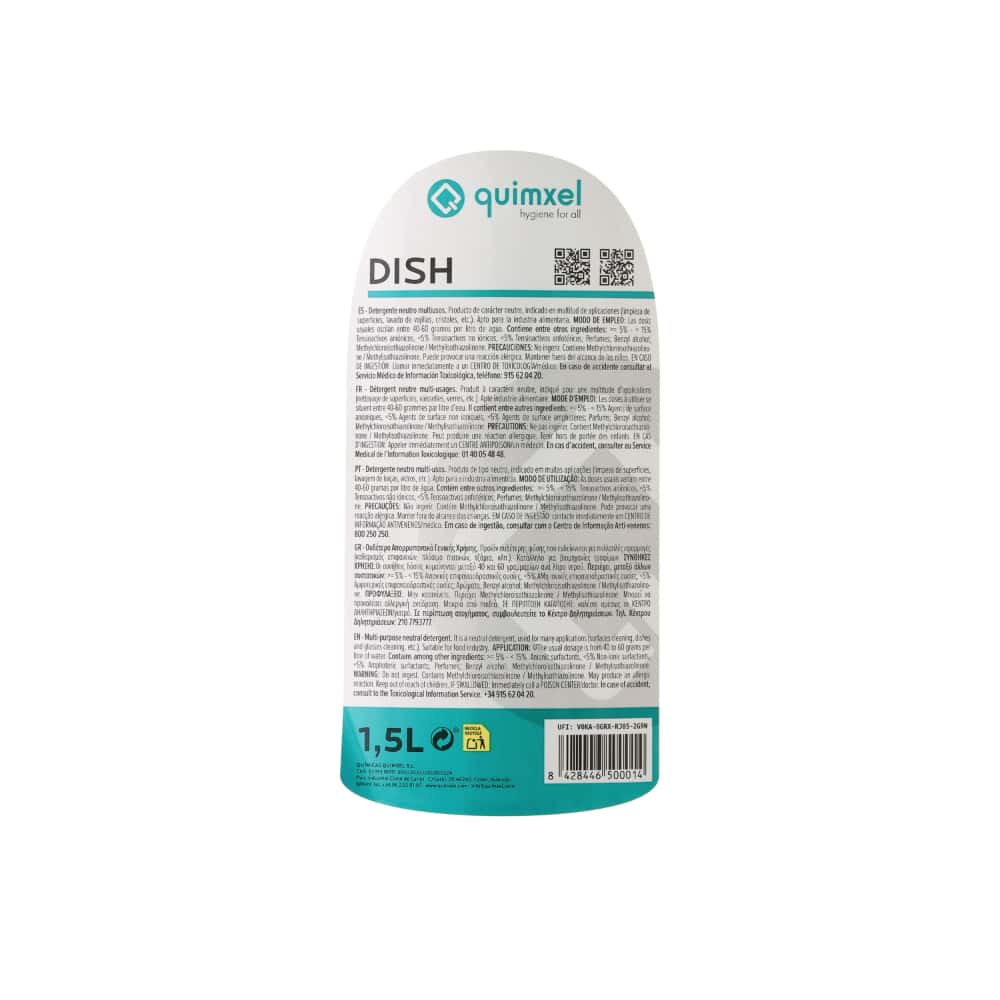 Detergente neutro multiusos Dish Quimxel (1.5 L) - Miniatura 4