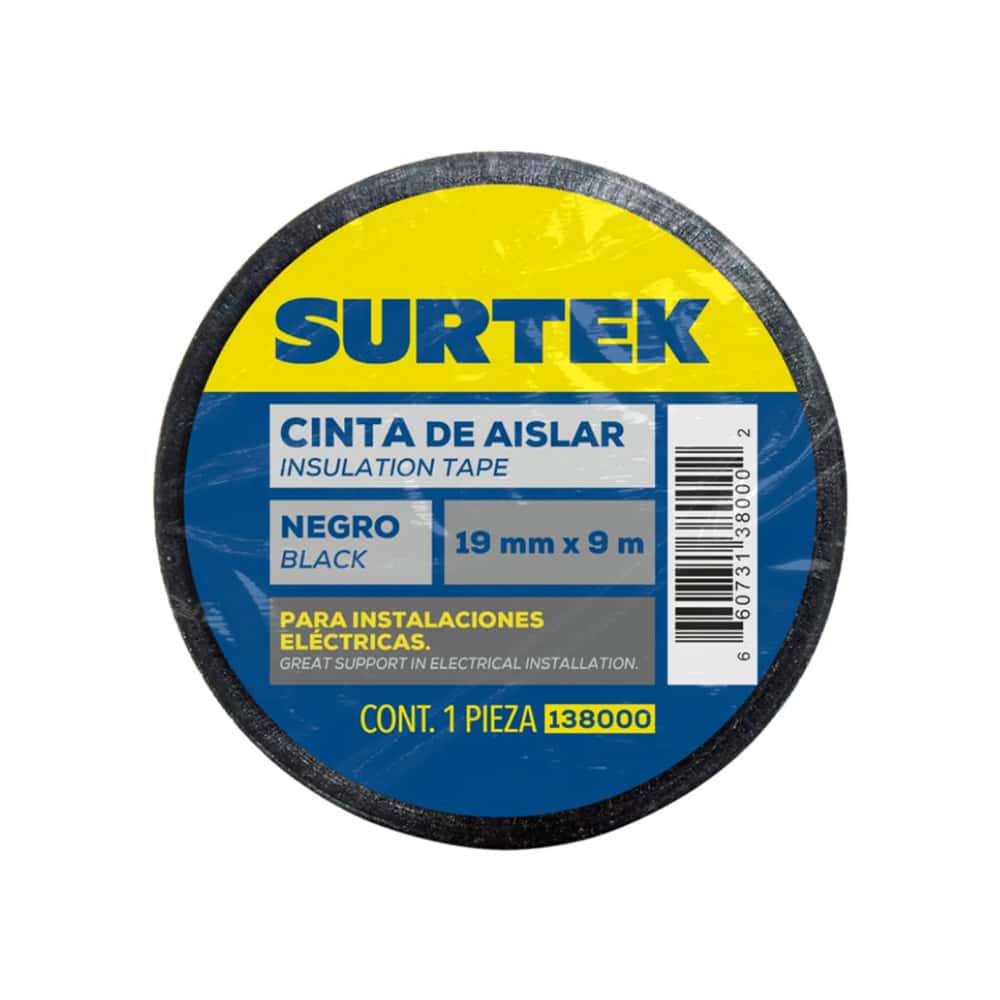 Cinta de aislar color negro 19 mm x 9 m Surtek 138000 - Miniatura 2