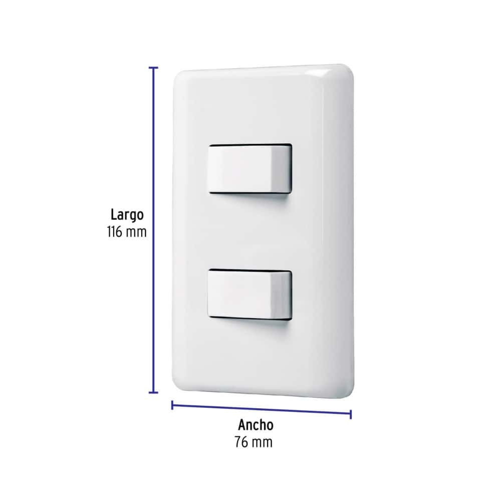 Placa con 2 interruptores sencillos Volteck PA-APDO-B - Miniatura 2