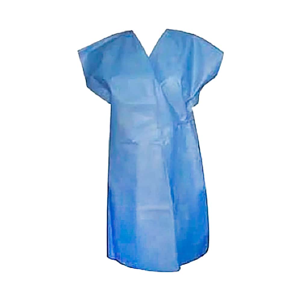 Bata para pacientes con apertura frontal azul - Miniatura 1