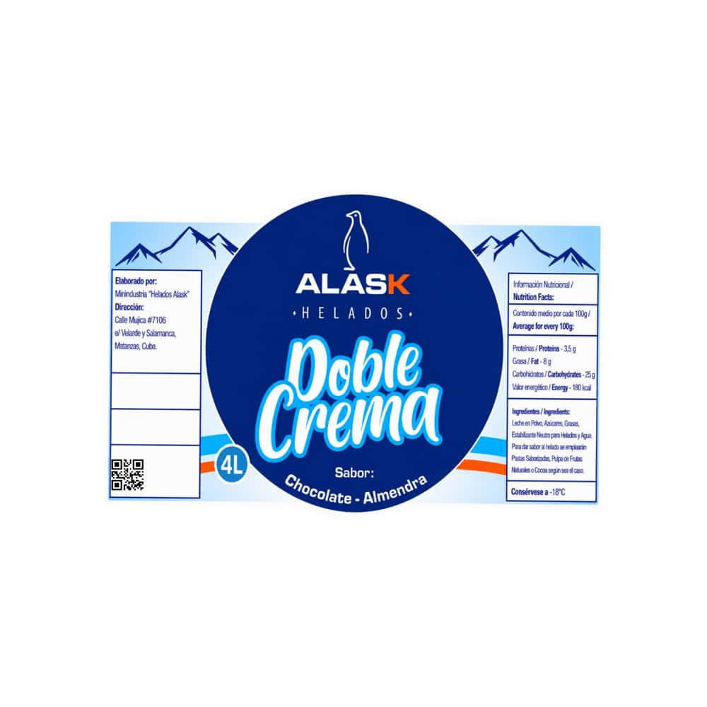 Helado doble crema sabor chocolate y almendras Alask (4 L) - Miniatura 2