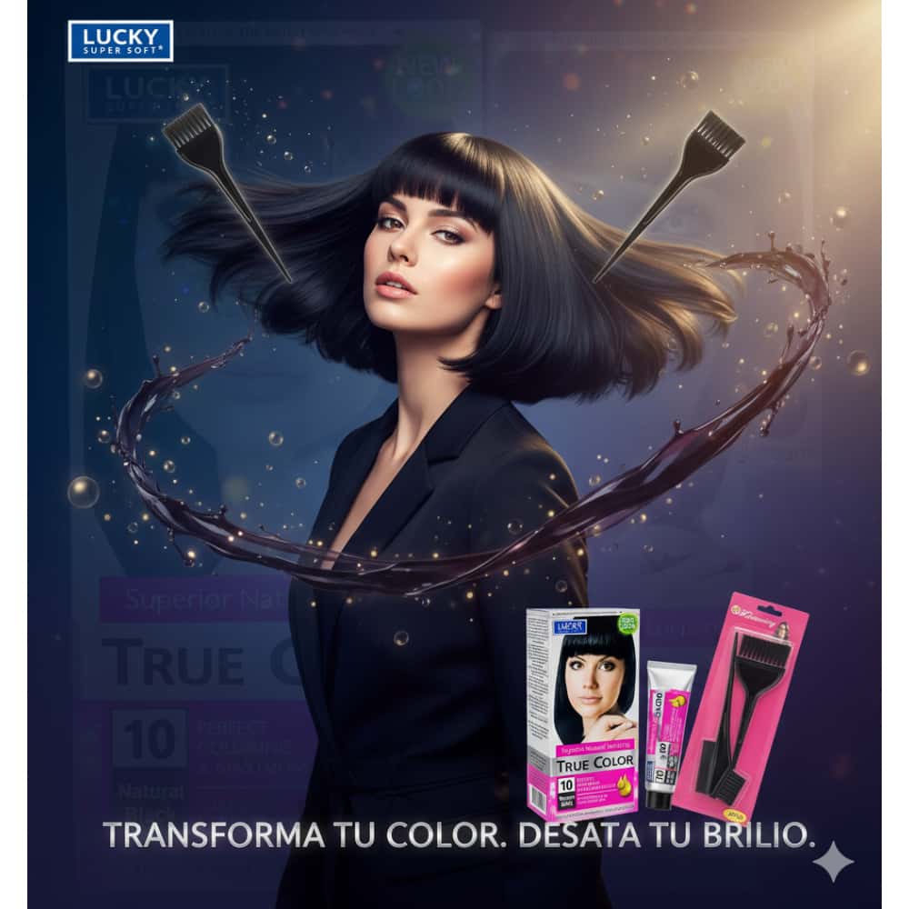 Tinte de cabello para mujer color negro # 10 Lucky Super Soft (40 ml / 1.36 fl. oz) + Set de brochas aplicadoras de tinte para el cabello Lhenming (2 U) - Miniatura 4