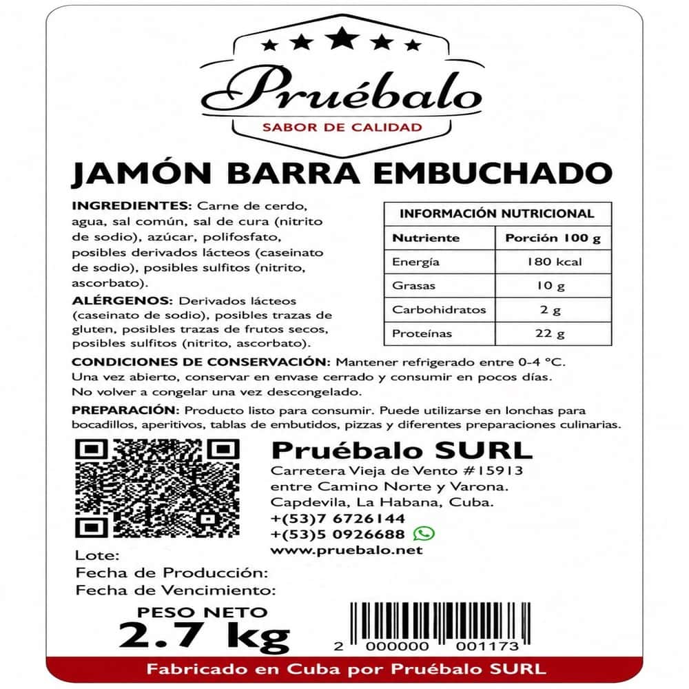 Jamón embuchado en barra Pruébalo (2.7 kg / 5.95 lb) - Miniatura 3