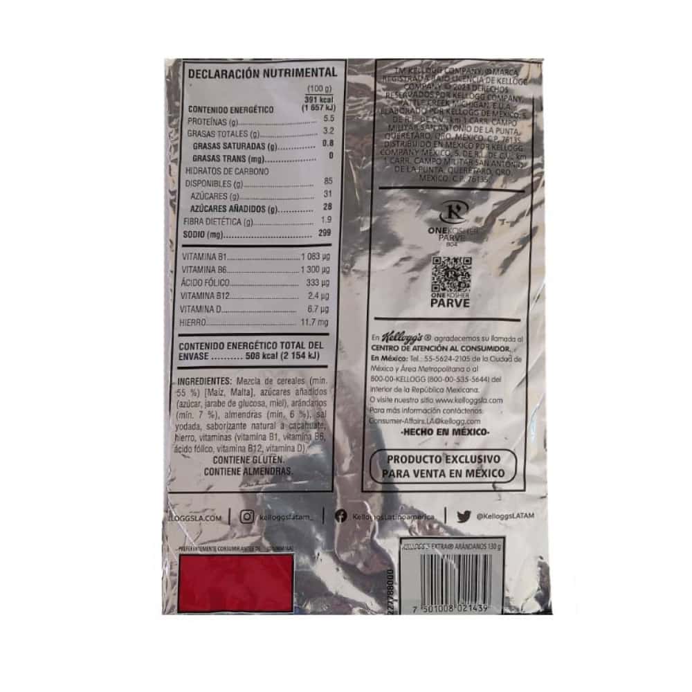 Cereal extra arándanos con almendras Kellogg's (130 g / 4.59 oz) - Miniatura 2
