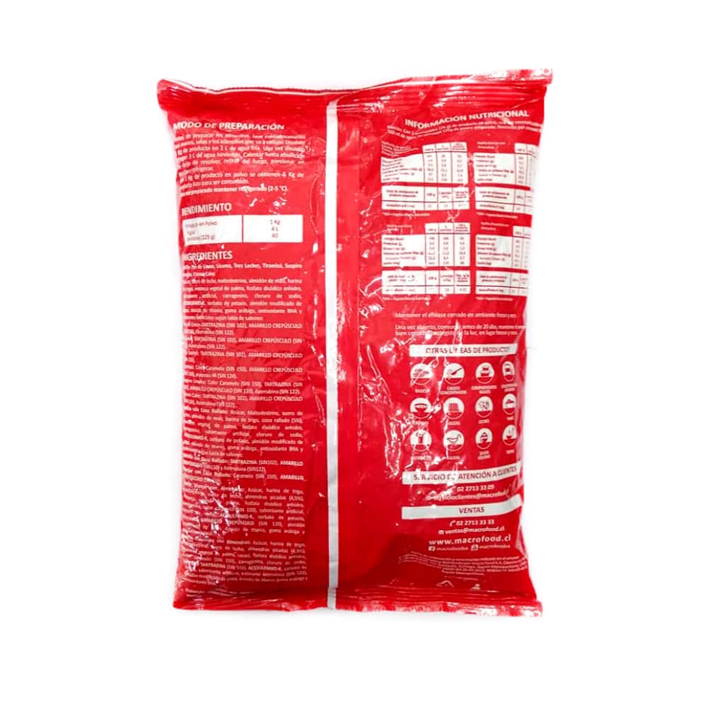 Natilla sabor chocolate con almendras Macro Food (1 kg / 2.2 lb) - Miniatura 2