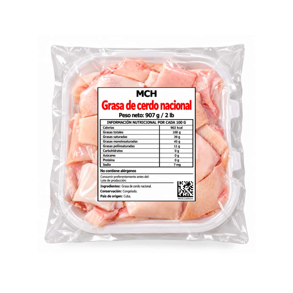 Grasa de cerdo nacional con piel MCH (907 g / 2 lb) - Miniatura 1