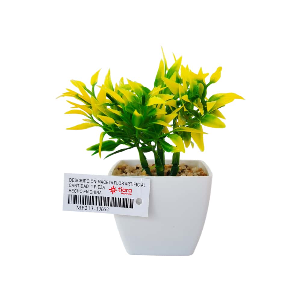 Maceta con plantas artificial verde y amarillo Tiara - Miniatura 3