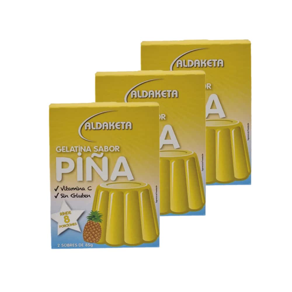 Gelatina sabor piña (3 x 2 x 85 g / 3 oz) - Miniatura 1