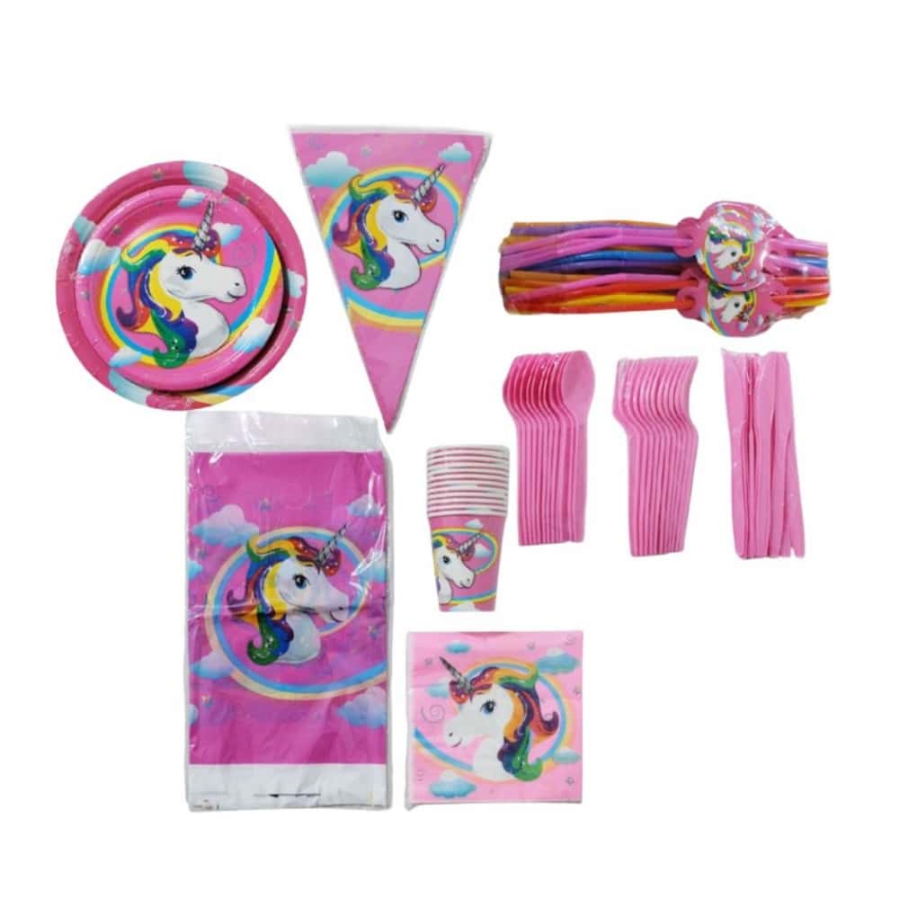 Set de artículos para fiesta con temática unicornio (119 U) - Miniatura 1