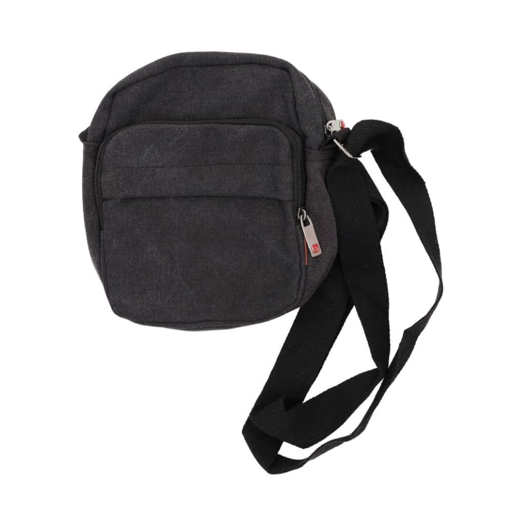 Bolso bandolera carmelita de lona con zíper Benzi - Miniatura 2