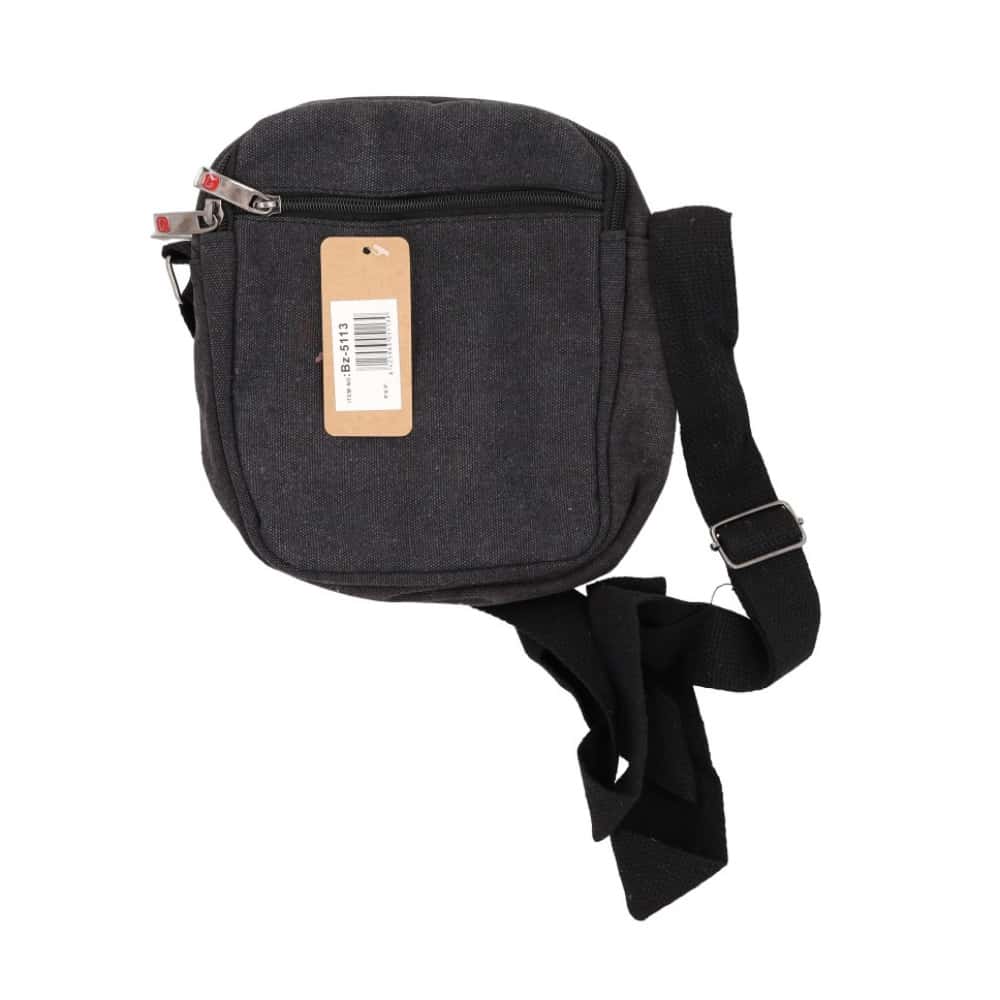 Bolso bandolera carmelita de lona con zíper Benzi - Miniatura 3