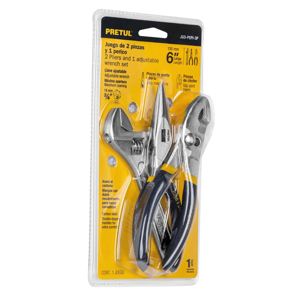 Juego de 2 pinzas y 1 llave ajustable 150 mm - 6 pulgadas Pretul - Miniatura 1
