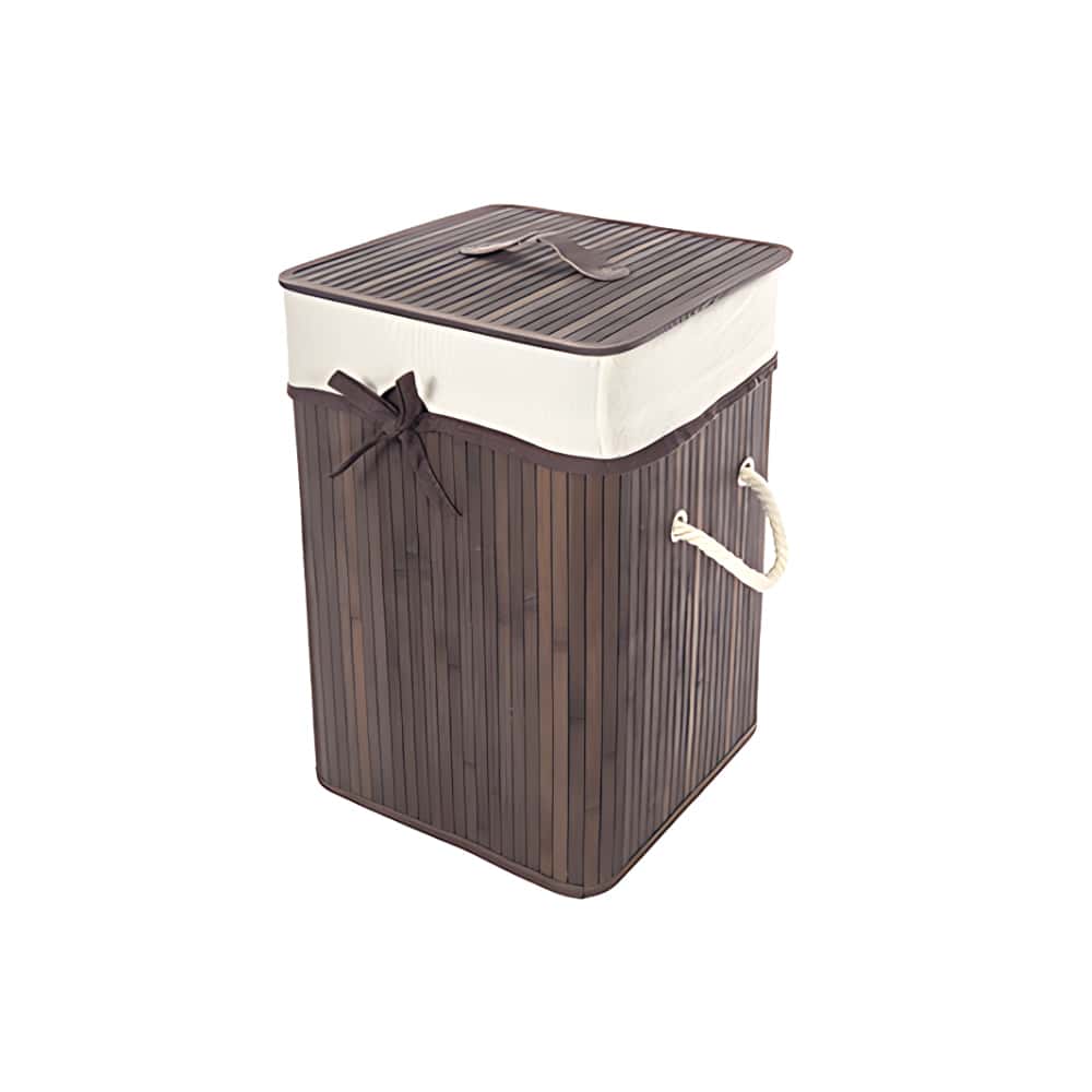 Ropero de bambú plegable cuadrado caoba con lazo de 28 cm x 42 cm Casa y Menaje - Miniatura 1