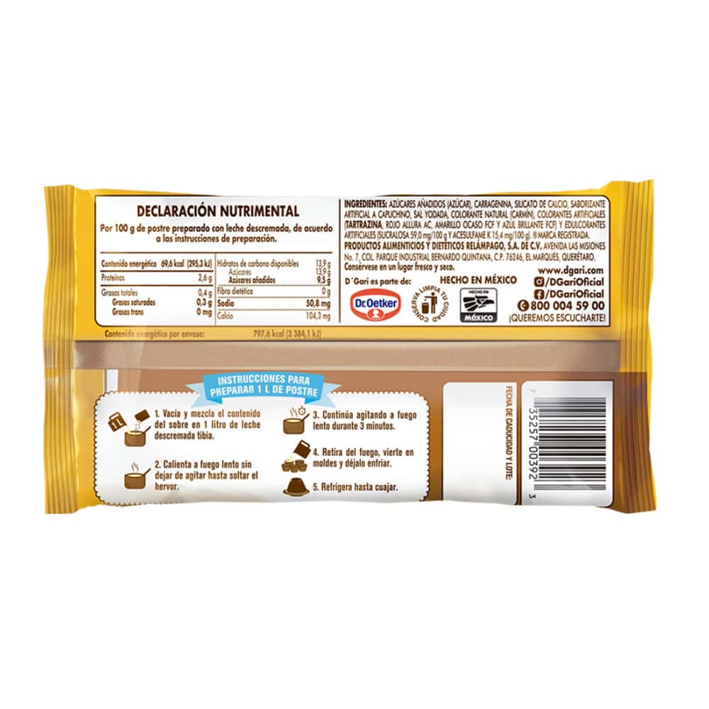 Flan sabor capuchino D'Gari (115 g / 4.06 oz) - Miniatura 2