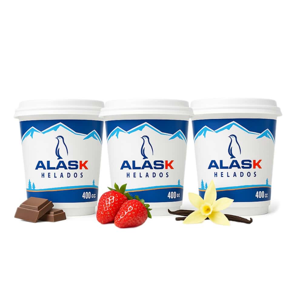 Caja de helados surtidos de chocolate, vainilla y fresa Alask (12 X 400 g) - Miniatura 3