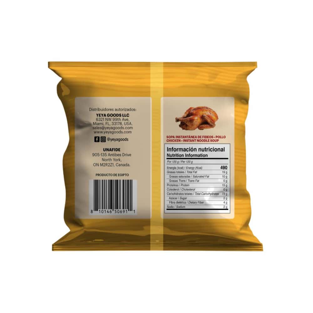 Sopa instantánea de fideos con sabor a pollo YEYA (5 x 75 g / 2.6 oz) - Miniatura 2