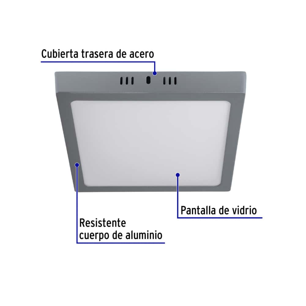 Luminario cuadrado gris LED 18 W Volteck PLA-220L - Miniatura 2