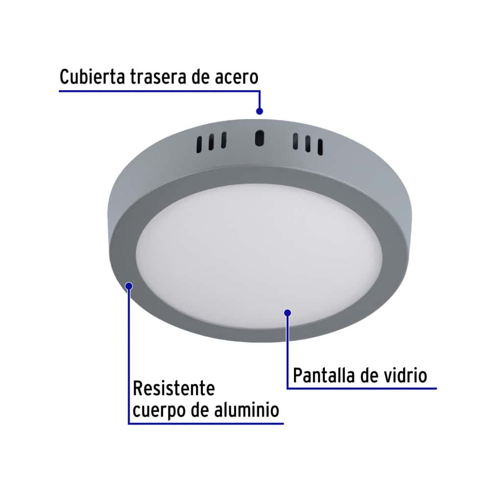 Luminario redondo gris LED 12 W Volteck PLA-215L - Miniatura 2