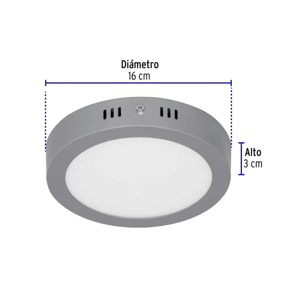Luminario redondo gris LED 12 W Volteck PLA-215L - Miniatura 3