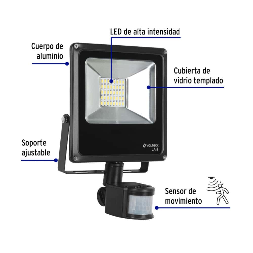 Reflector LED con sensor de movimiento 20 W Volteck REF-901L - Miniatura 2