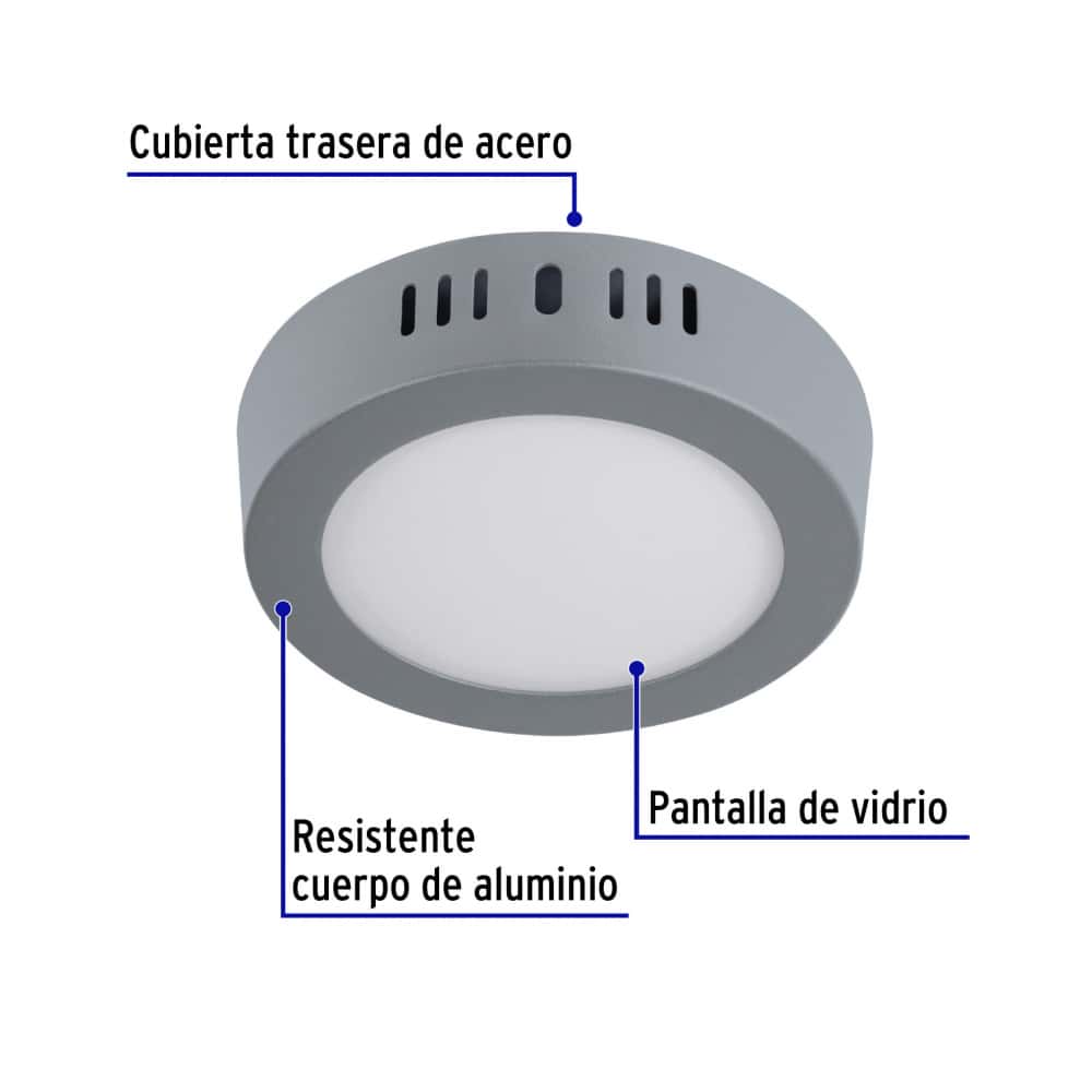 Luminario redondo gris LED 6 W Volteck PLA-214L - Miniatura 2