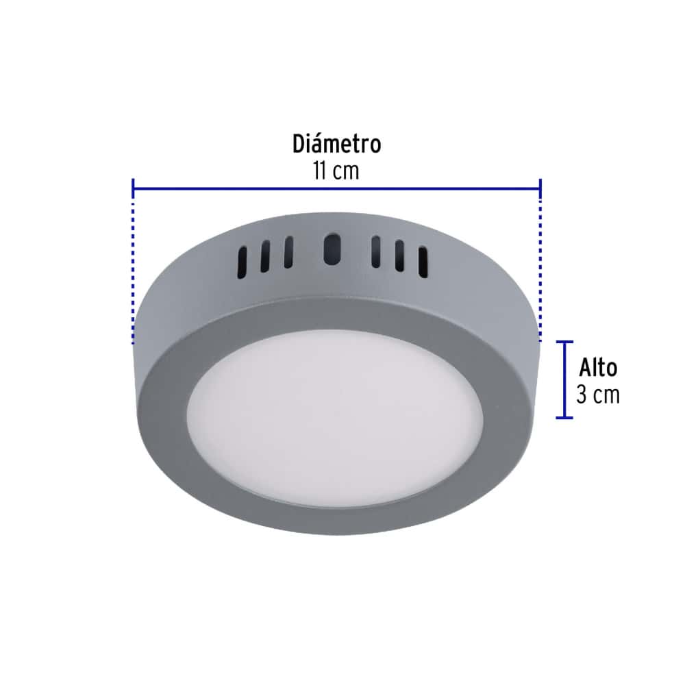 Luminario redondo gris LED 6 W Volteck PLA-214L - Miniatura 3