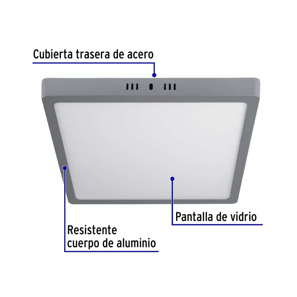 Luminario cuadrado gris LED 24 W Volteck PLA-221L - Miniatura 2